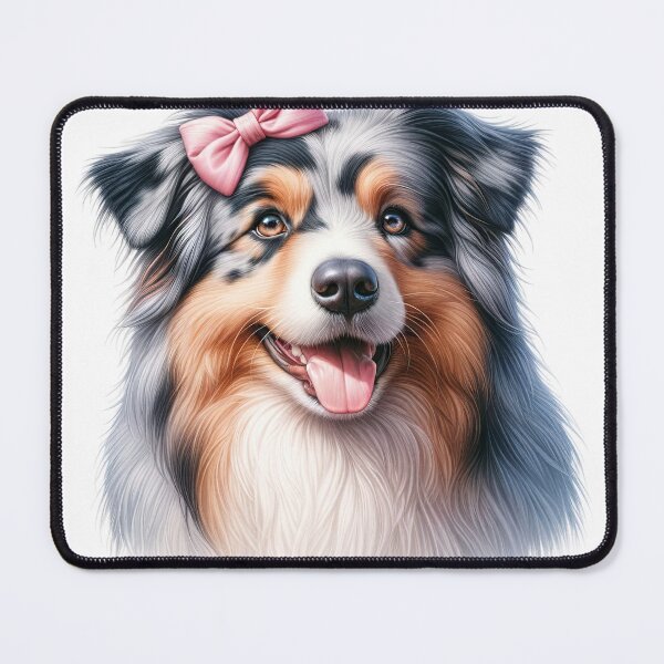 Item preview, Australian Shepherd Girl with Pink Bow designed and sold by Bichon Boutique.
