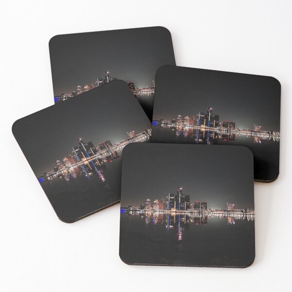 Item preview, Detroit Skyline at Night – Riverfront City Lights Photography Wall Art Print designed and sold by Gulnaz Turdalieva.