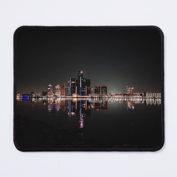 Item preview, Detroit Skyline at Night – Riverfront City Lights Photography Wall Art Print designed and sold by Gulnaz Turdalieva.