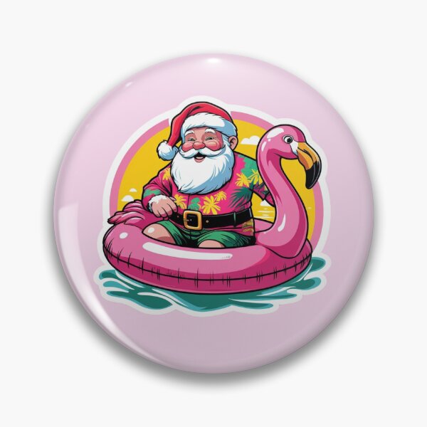 Item preview, Santa Hawaiian Shirt on a Flamingo Floaty designed and sold by LewpyG.