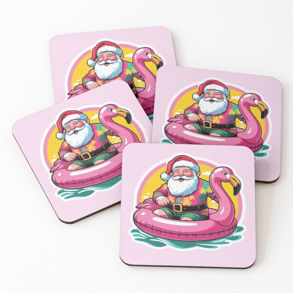 Item preview, Santa Hawaiian Shirt on a Flamingo Floaty designed and sold by LewpyG.