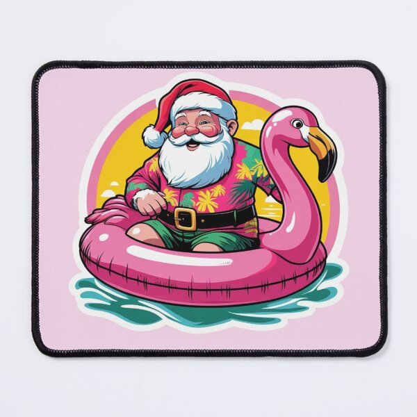 Item preview, Santa Hawaiian Shirt on a Flamingo Floaty designed and sold by LewpyG.
