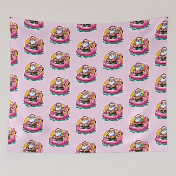 Item preview, Santa Hawaiian Shirt on a Flamingo Floaty designed and sold by LewpyG.