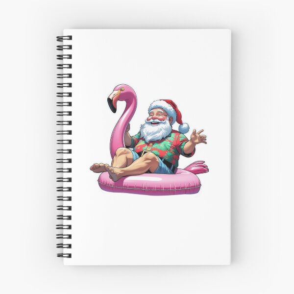 Item preview, Happy Santa on a Flamingo Floaty - No Border designed and sold by LewpyG.