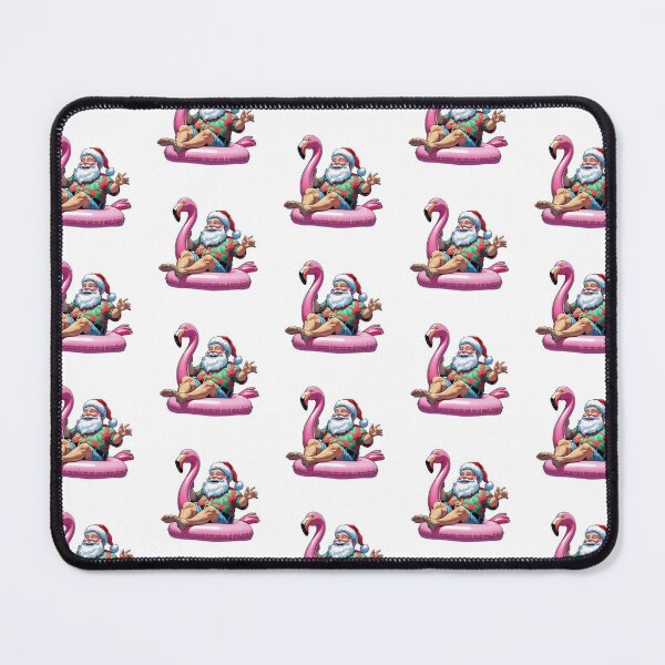 Item preview, Happy Santa on a Flamingo Floaty - No Border designed and sold by LewpyG.