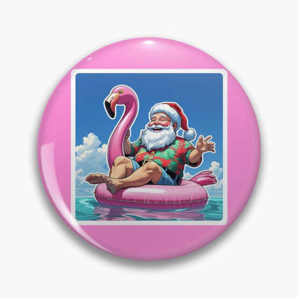 Item preview, Happy Santa on a Flamingo Floating Free designed and sold by LewpyG.
