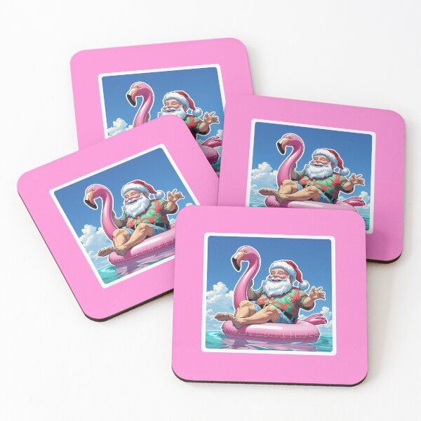 Item preview, Happy Santa on a Flamingo Floating Free designed and sold by LewpyG.