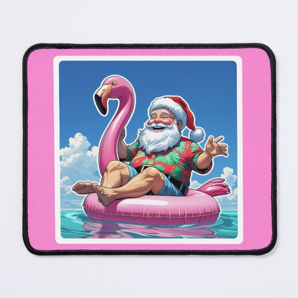 Item preview, Happy Santa on a Flamingo Floating Free designed and sold by LewpyG.