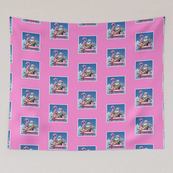 Item preview, Happy Santa on a Flamingo Floating Free designed and sold by LewpyG.