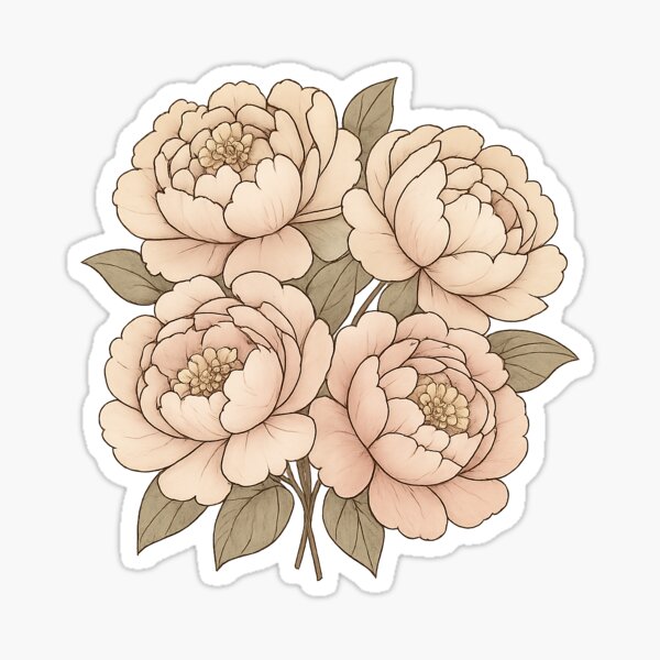 Aperçu de l'œuvre Bouquet de mariée aquarelle de pivoines duveteuses | Blush, sauge et beige | Art botanique moderne créée et vendue par ClementineVera.