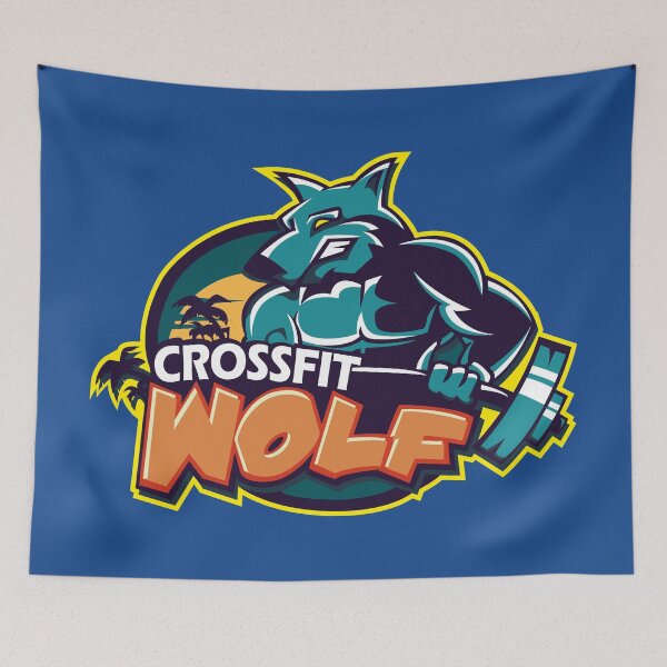 Item preview, A muscular wolf works out at the gym designed and sold by MerlinWear.