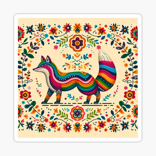 Artikel-Vorschau von Skandinavische Volkskunst Regenbogenfuchs in verziertem Blumenrahmen von heidiannemorris ©, designt und verkauft von FOLK ART FUSION by heidiannemorris.