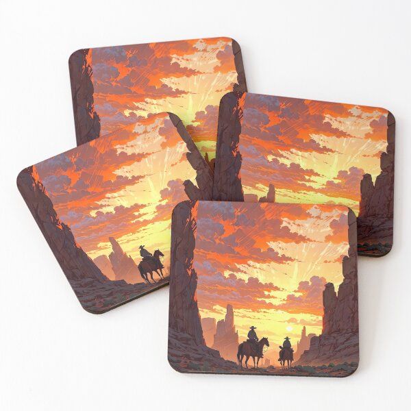 Item preview, Western Sunset Riders Sticker – Cowboys in Painted Desert designed and sold by Artistic canvas store.