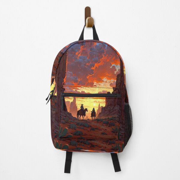 Item preview, Western Sunset Riders Sticker – Cowboys in Painted Desert designed and sold by Artistic canvas store.