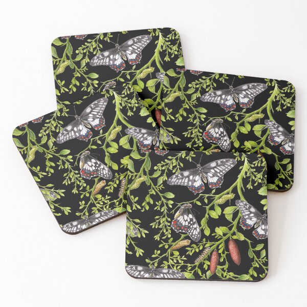 Item preview, Dainty Swallowtail and Native Lime repeat pattern on Black designed and sold by Nadya Neklioudova.
