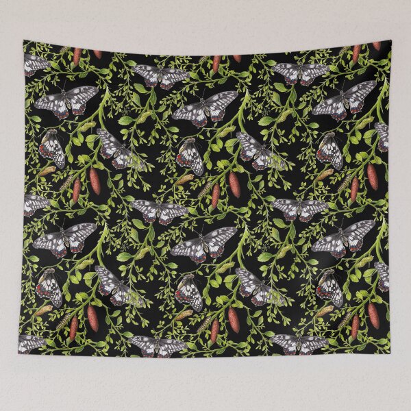 Item preview, Dainty Swallowtail and Native Lime repeat pattern on Black designed and sold by Nadya Neklioudova.