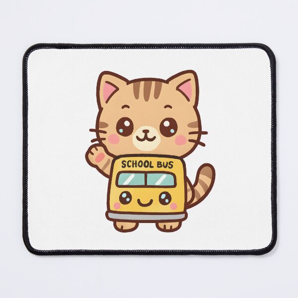 Item preview, Kawaii cat dressed as a school bus. designed and sold by BYADRIANU.
