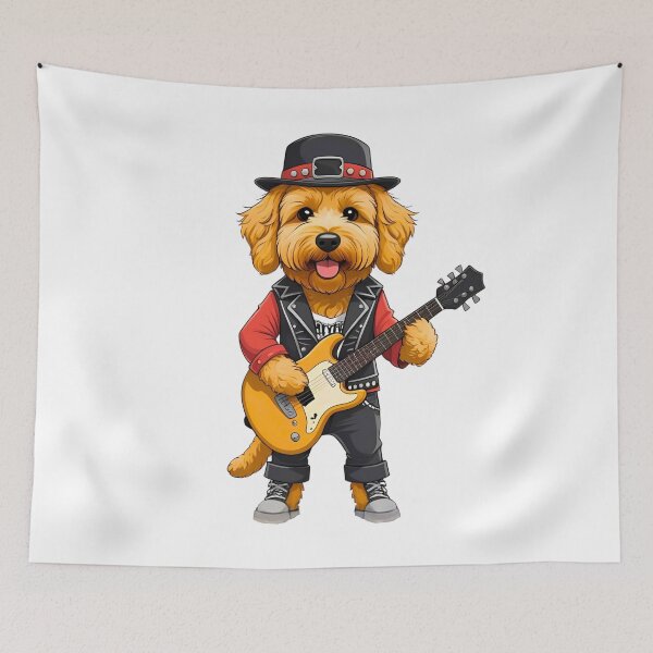 Item preview, Cute Rockstar Goldendoodle Cartoon – Fun Music Dog Art designed and sold by Fredster1966.