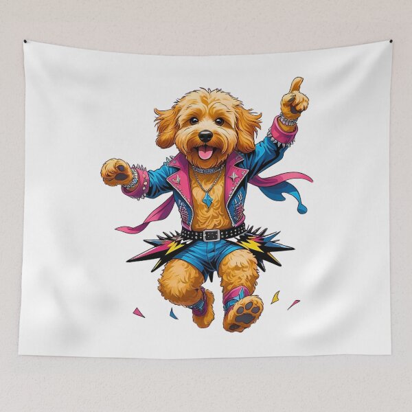 Item preview, Cute Rockstar Golden Doodle Cartoon – Fun Music Dog Art designed and sold by Fredster1966.