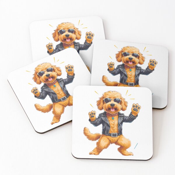 Item preview, Adorable Rockstar Goldendoodle Cartoon – Fun Music Dog Art designed and sold by Fredster1966.