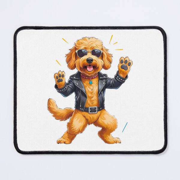 Item preview, Adorable Rockstar Goldendoodle Cartoon – Fun Music Dog Art designed and sold by Fredster1966.