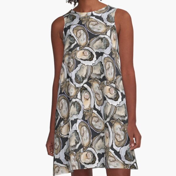 Item preview, Oyster Seafood Feast in Charcoal designed and sold by Joan and Rose.