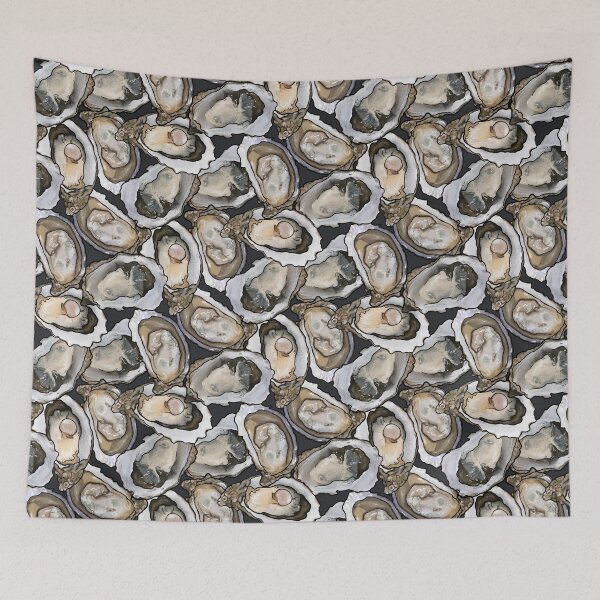 Item preview, Oyster Seafood Feast in Charcoal designed and sold by Joan and Rose.