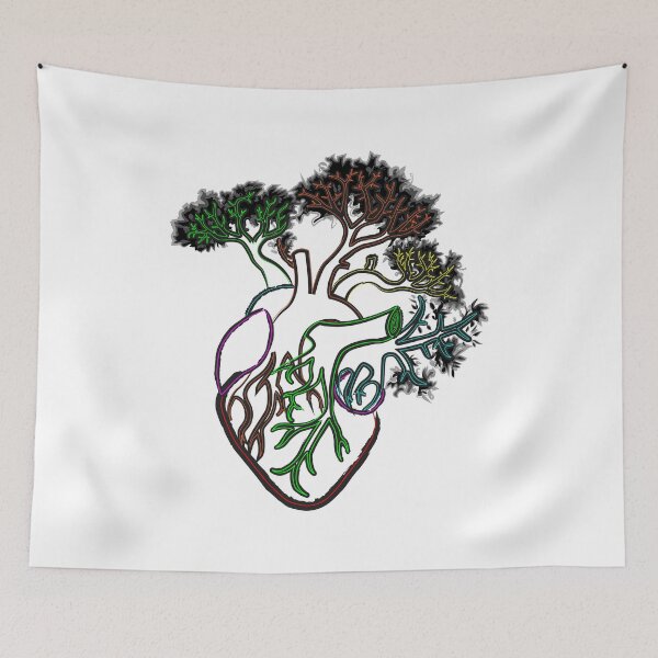Item preview, Black ink heart with trees growing in colors designed and sold by Merch Project.