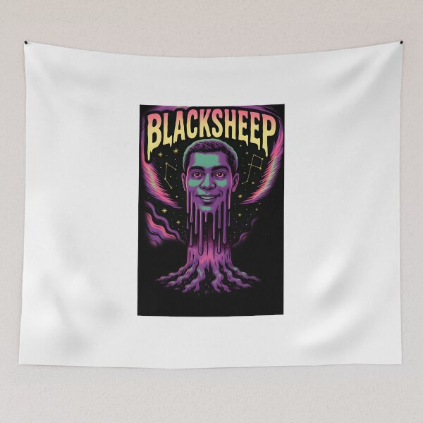 Item preview, "BlackSheep Cosmic Melt – Psychedelic Portrait in Neon Universe" transparent designed and sold by The funayper .