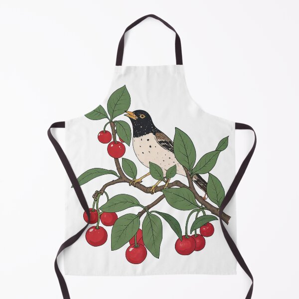 Item preview, Song Thrush with Cherries and Green Leaves designed and sold by ForeverPrintsOK.