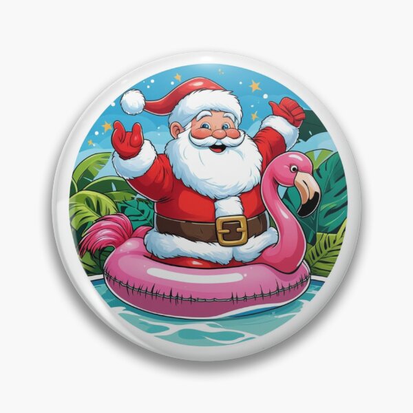 Item preview, Happy Santa on a Flamingo Float in the Tropics designed and sold by LewpyG.