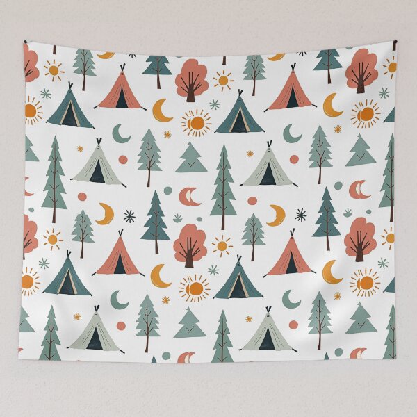 Item preview, Colorful Camping Adventure Pattern – Nature Outdoors Fun designed and sold by Junkie-Worx.