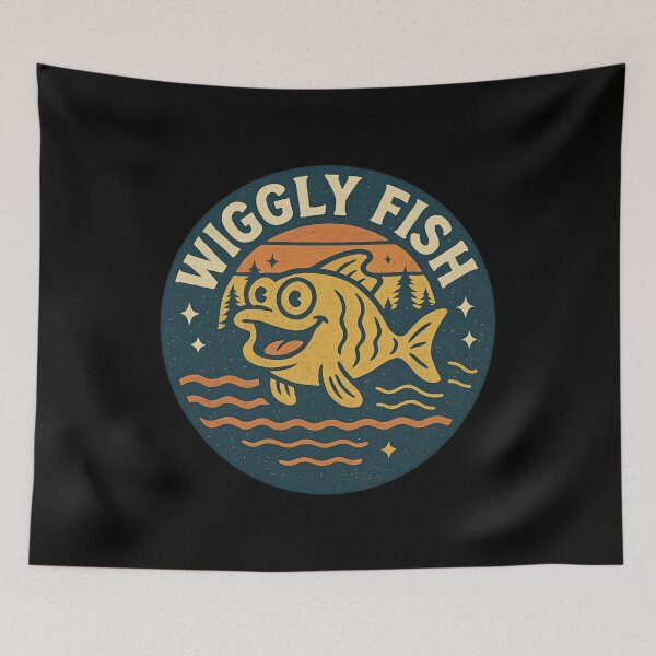 Item preview, Wiggly Fish – Happy Camper Badge designed and sold by ALITOPRINCE.