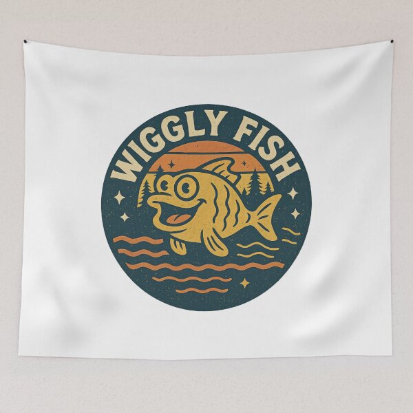 Item preview, Wiggly Fish – Happy Camper Badge designed and sold by ALITOPRINCE.