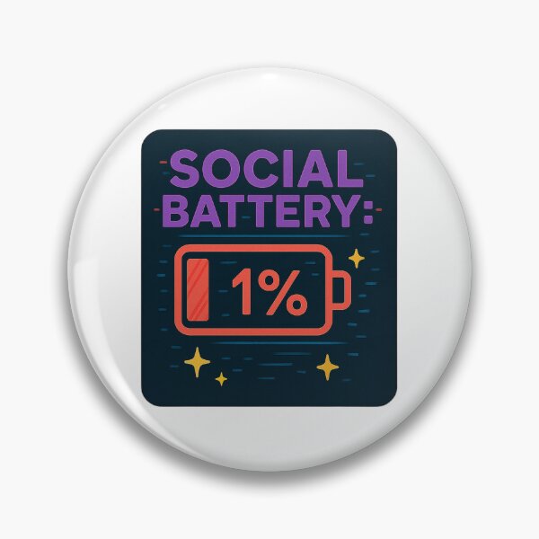 Item preview, Social Battery: 1 % – Low-Power Introvert Alert designed and sold by Merchbes.