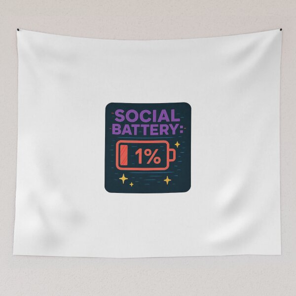 Item preview, Social Battery: 1 % – Low-Power Introvert Alert designed and sold by Merchbes.