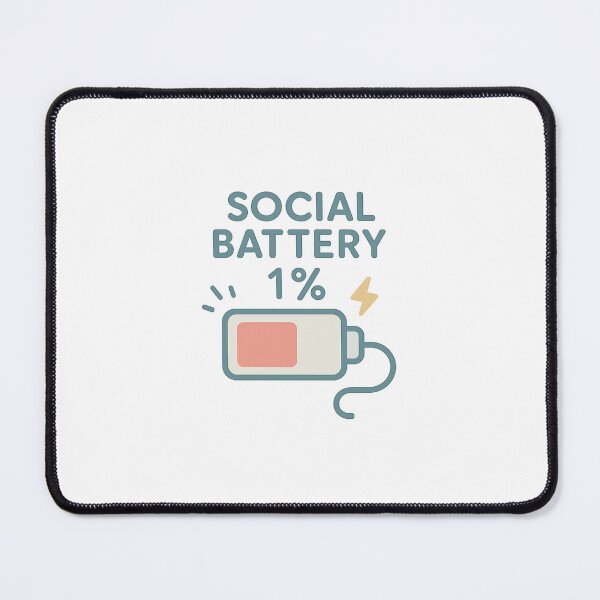 Item preview, Social Battery: 1 % – Low-Power Introvert Alert designed and sold by Merchbes.