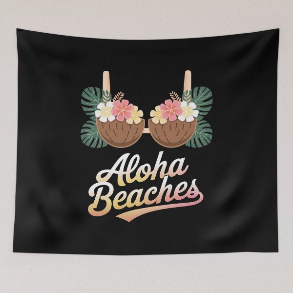 Item preview, Aloha Beaches Funny Summer Coconut & Flower Bra designed and sold by MAKOPOKOShop.