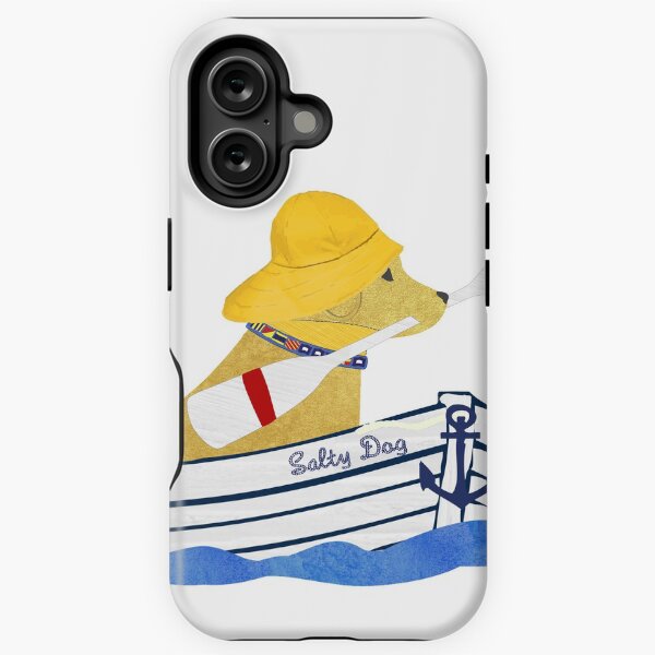 Aperçu de l'œuvre Nautical Preppy Yellow Lab à bord du Salty Dog créée et vendue par emrdesigns.