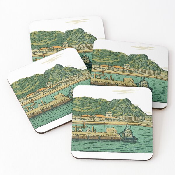 Item preview, Mountain Harbor Tug | Rustic Coastal Retreat – Retro Ukiyo-e Vibes designed and sold by GEEEN.