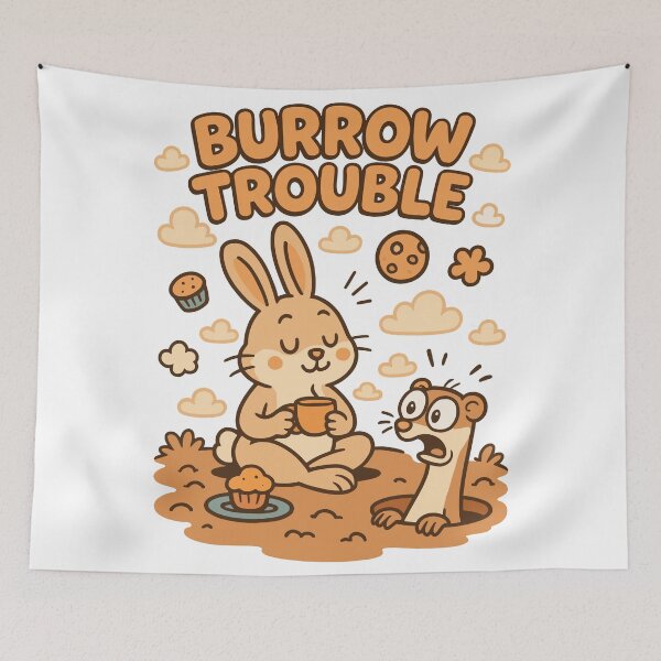 Item preview, Burrow Trouble Bunny and Ferret Cookie Time Cartoon designed and sold by WildlifeInc.
