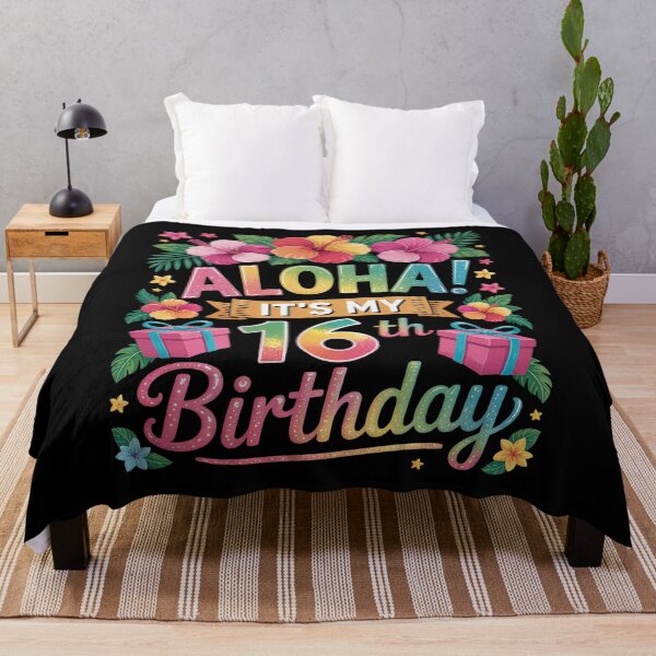 Artikelvorschau, Aloha, es ist mein 16. Geburtstag, Hawaii, Blumen-Hawaii-Thema entworfen und verkauft von MAKOPOKOShop.