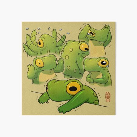 Vista previa del artículo con la obra «Ilustración de rana ansiosa de estilo asiático», diseñado y vendido por DingHuArt.