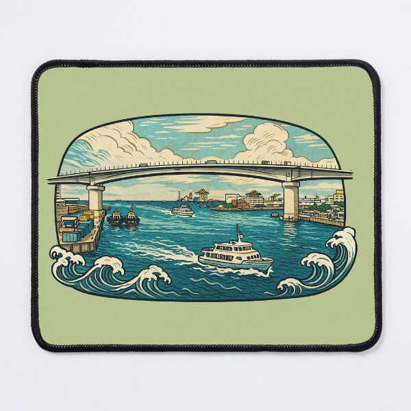 Item preview, Bridgeway Voyage | Harbor Life Panorama – Retro Ukiyo-e Vibes designed and sold by GeEeN.