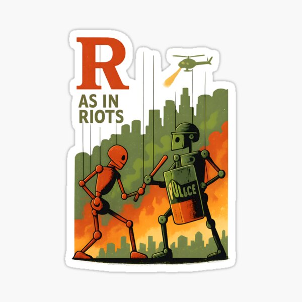 Item preview, R as in riots  dark theme political cynical alphabet designed and sold by dark alphabet.