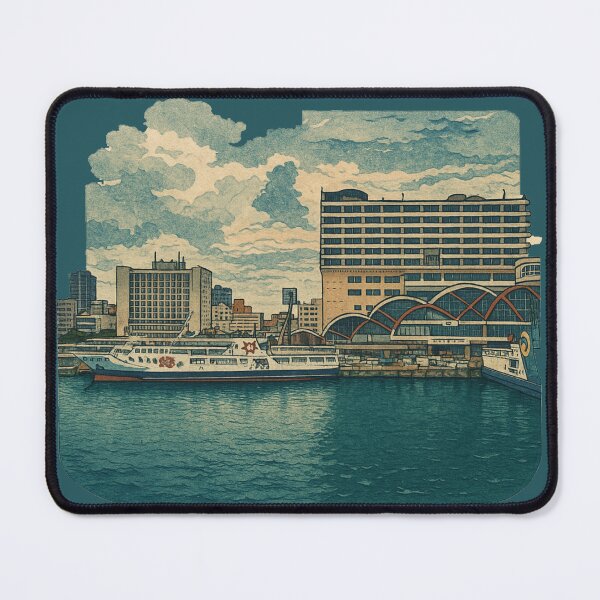 Item preview, Harbor Terminal Vista | Urban Ferry Embarkment – Retro Ukiyo-e Vibes designed and sold by GeEeN.