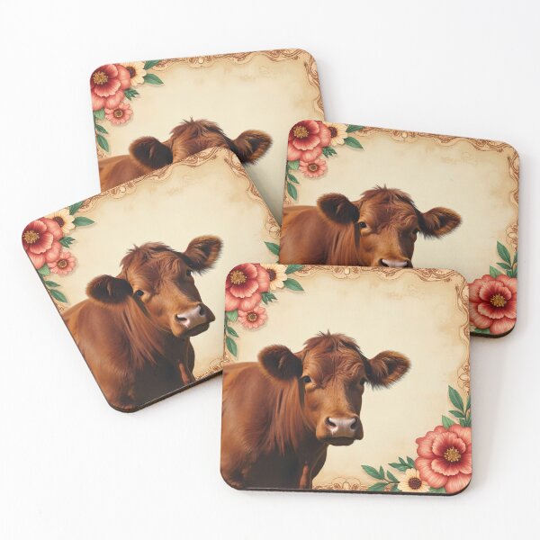 Item preview, Charming Chocolate cow with floral frame  designed and sold by Denya4Design.