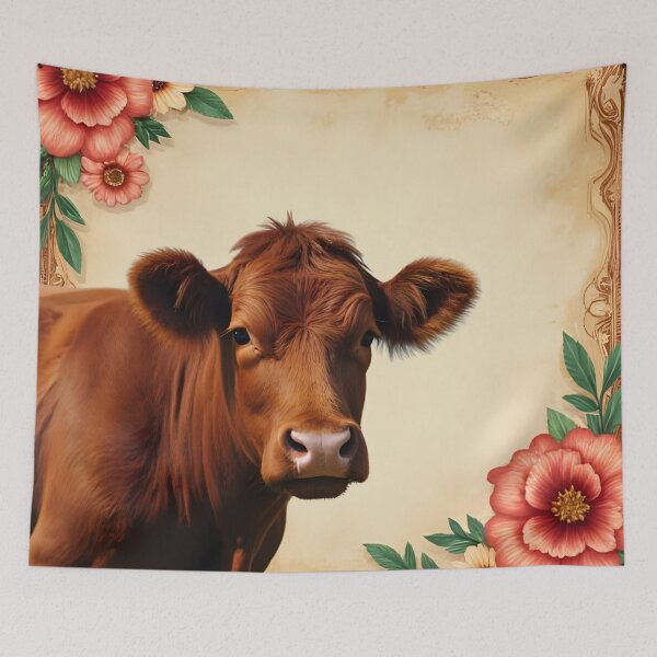 Item preview, Charming Chocolate cow with floral frame  designed and sold by Denya4Design.