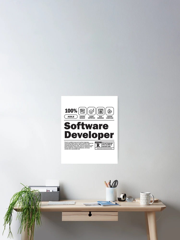 Thumbnail 2 of 3, Poster, Funny Job Description Label - Software Developer designed and sold by softwaretesting.