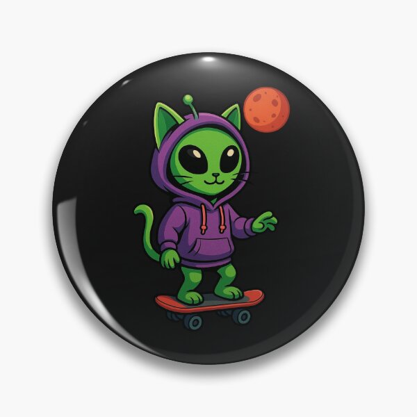 Item preview, Alien Cat in Hoodie Hoverboarding on Mars | Space Streetwear Art designed and sold by ColorSplash123.